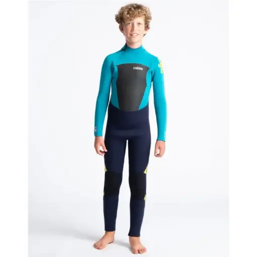 WETSUIT C-SKINS LEGEND 5/4MM JNR BZ - 3 YEARS SLATE/TEAL/YELLOW